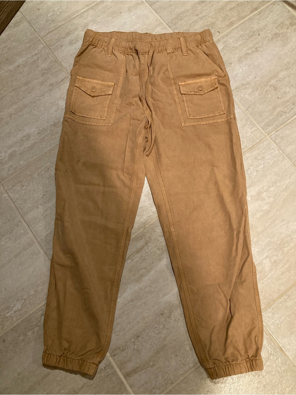 aerie Tan Cargo Drawstring Joggers